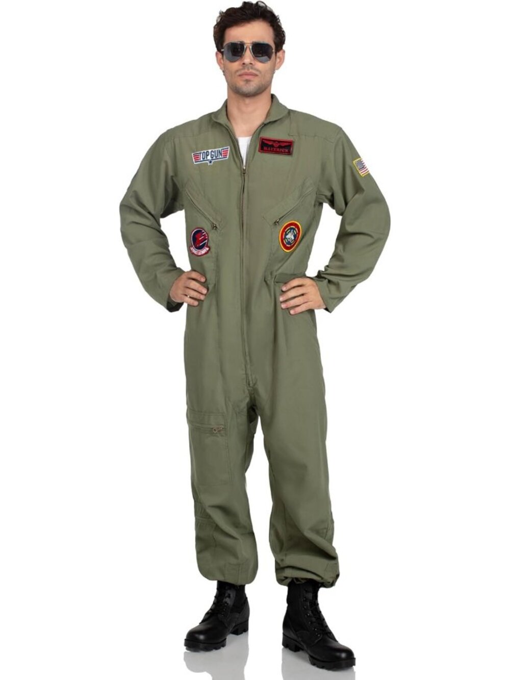 Men's Flight Suit Costume - Licensed Top Gun Style, Perfect for Parties